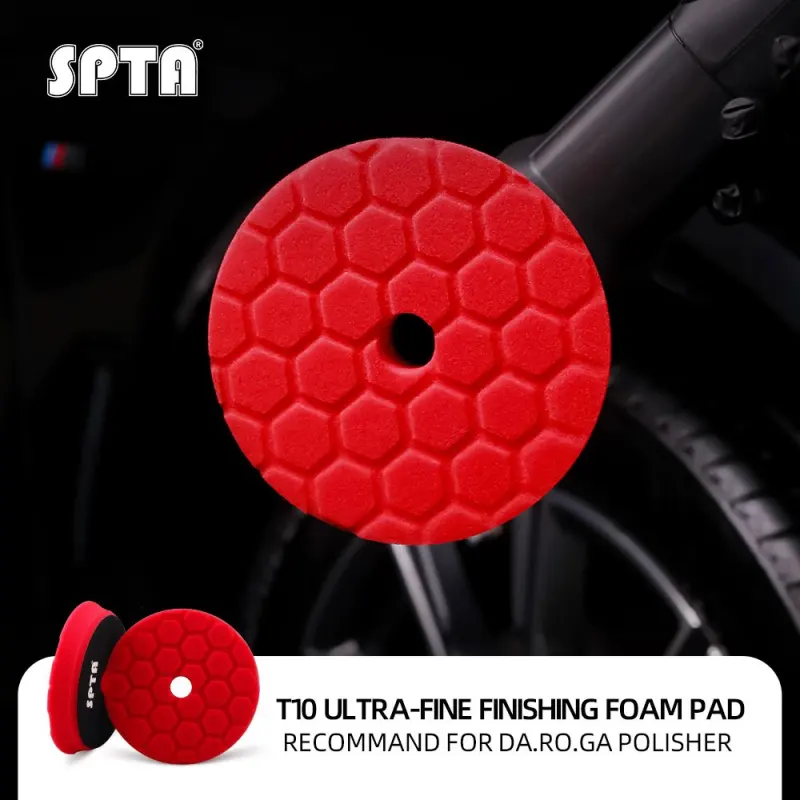 SPTA 3 Inch to 6 Inch T10 Ultra-Fine Finishing Foam Polishing Pad Swirl-Free, Hex-Logic Pads Gloss Finish Polish Pad For DA/RO Car Polisher To Remove Light Cutting Pad ,Remove Car Wash Scratches & Ultra-Fine Swirl Marks