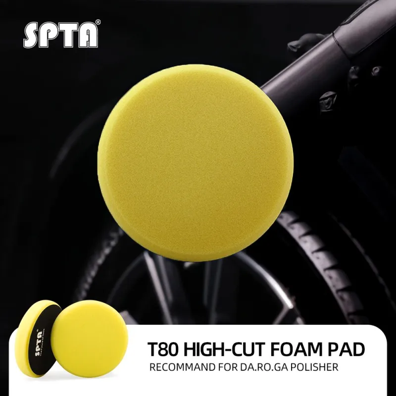 SPTA 3 Inch to 7 Inch T80 Intensive Cutting Swirl-Free Foam Polishing Pad For DA/RO/GA Car Buffer Polisher To Remove 1500/2000# sanding disc marks, swirl marks & heavy/medium oxidation