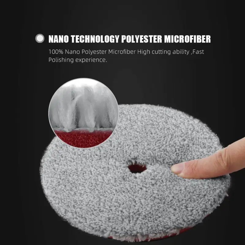 SPTA 3 inch to 6 inch Microfiber Pads, T100 Fast Cutting Microfiber Pads 3-in-1 Microfiber Pad to Remove Fine Scratches, Car Wash Scratches and Holograms for Dual Action Car Polisher Finishing Polishing Waxing