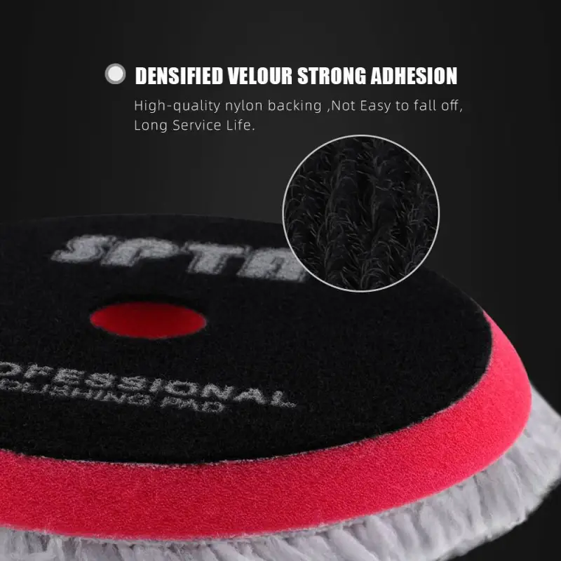 SPTA 3 inch to 6 inch Microfiber Pads, T100 Fast Cutting Microfiber Pads 3-in-1 Microfiber Pad to Remove Fine Scratches, Car Wash Scratches and Holograms for Dual Action Car Polisher Finishing Polishing Waxing