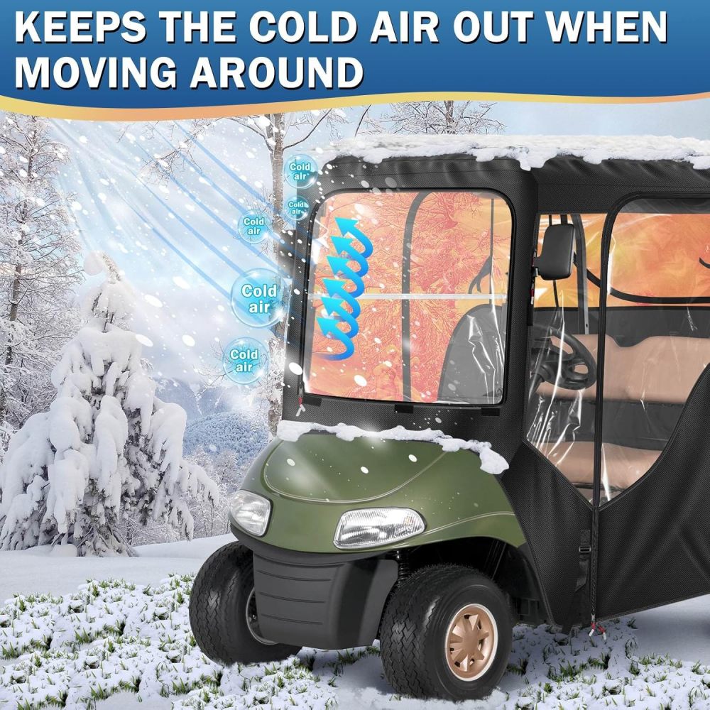 Golf Cart Enclosure - 2 Passenger Driving Enclosure for EZGO TXT/RXV - Golf Cart Rain Cover with Upgrade 600D Oxford and PVC - Equipped with Strong YKK Door Zipper