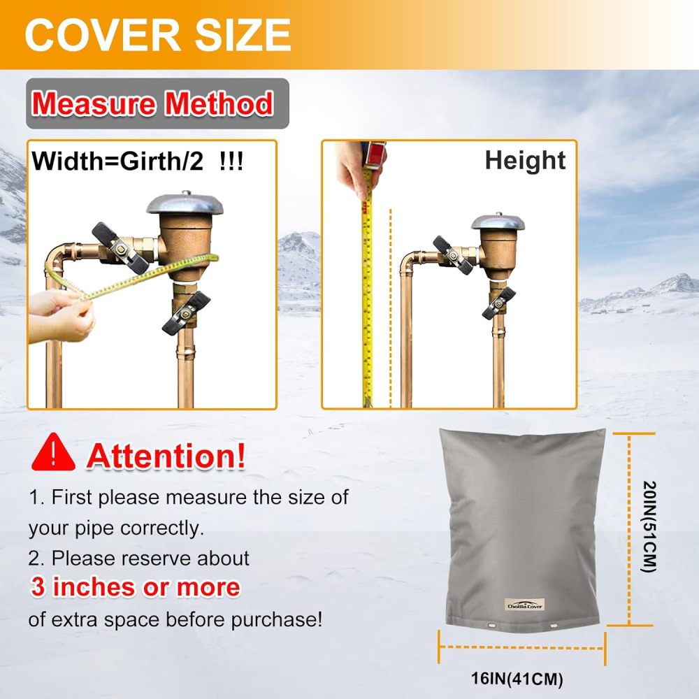 Backflow Preventer Cover Insulated (5°F) with Thick 7 Layers Fabric, 16"W x 20"H Backflow Cover with Aluminum Foil Layer for Winter Pipe Freeze Protection, Backflow Insulation Cover, by Cholila Cover