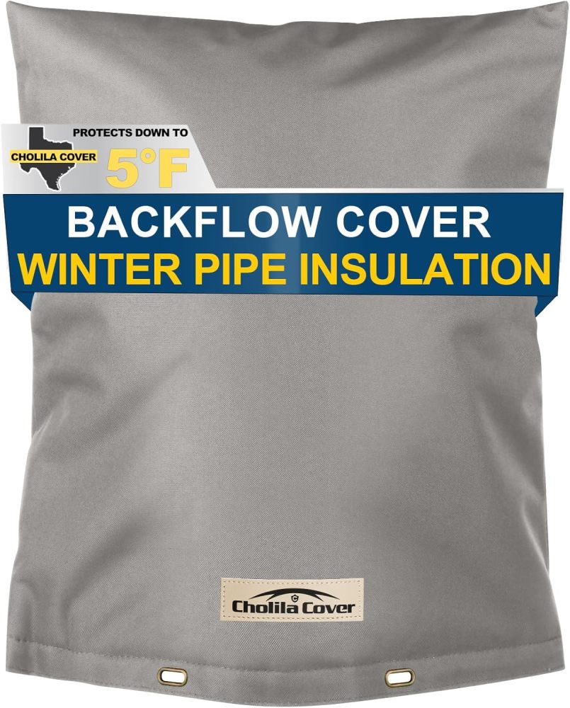 Backflow Preventer Cover Insulated (5°F) with Thick 7 Layers Fabric, 16"W x 20"H Backflow Cover with Aluminum Foil Layer for Winter Pipe Freeze Protection, Backflow Insulation Cover, by Cholila Cover