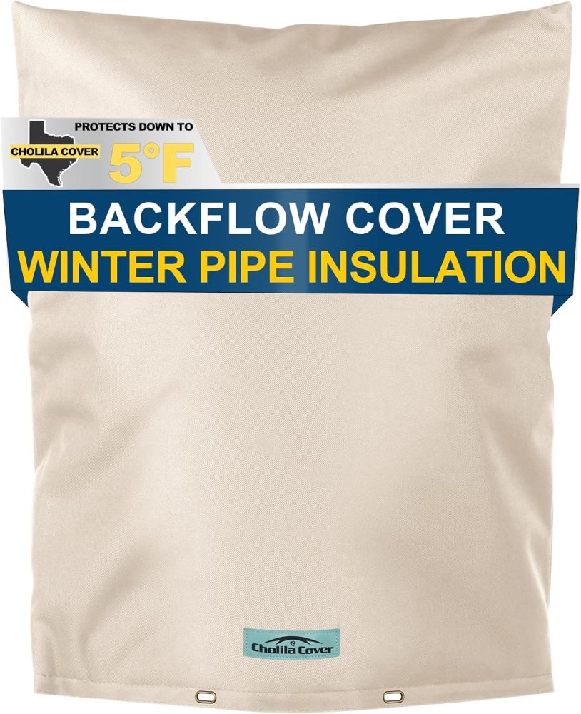 Backflow Preventer Cover Insulated (5˚F) with Thicker 7 Layers Fabric - 24" W x 30" H with Aluminum Foil Backflow Cover for Winter Pipe Freeze Protection - Sprinkler Covers for Outside