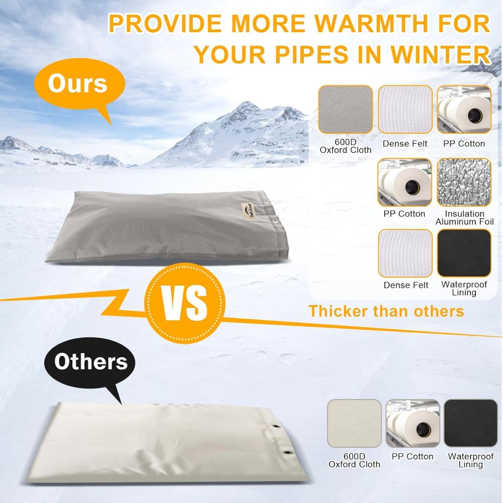 Backflow Preventer Cover Insulated (5°F) with Thick 7 Layers Fabric, 16"W x 20"H Backflow Cover with Aluminum Foil Layer for Winter Pipe Freeze Protection, Backflow Insulation Cover, by Cholila Cover