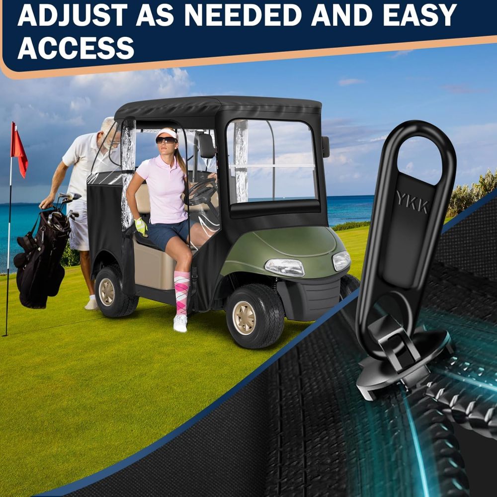 Golf Cart Enclosure - 2 Passenger Driving Enclosure for EZGO TXT/RXV - Golf Cart Rain Cover with Upgrade 600D Oxford and PVC - Equipped with Strong YKK Door Zipper
