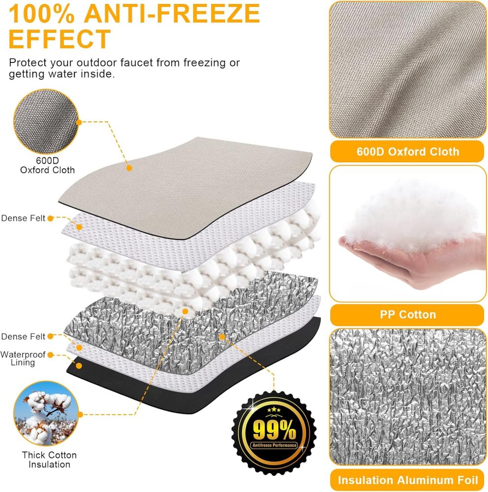 Backflow Preventer Cover Insulated (5°F) with Thick 7 Layers Fabric, 16"W x 20"H Backflow Cover with Aluminum Foil Layer for Winter Pipe Freeze Protection, Backflow Insulation Cover, by Cholila Cover