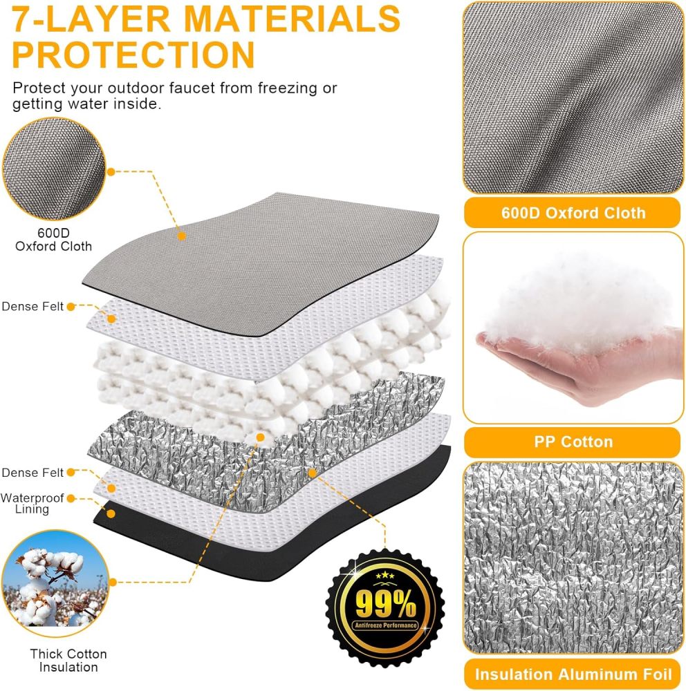Backflow Preventer Cover Insulated Pouch - 14" W x 13" H for Outside Pressure Vacuum Breaker - Sprinkler Covers for Outside with Thick Layers Fabric - Pressure Reducing Value Cover Grey