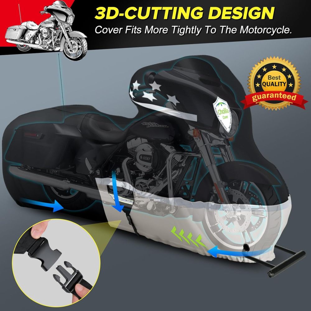 Motorcycle Cover for Touring Models - 600D Harley Davidson Motorcycle Cover Road King, Road Glide, Street Glide,Electra Glide,Heritage Classic,Low Rider-ST - Motorcycle Cover Storage