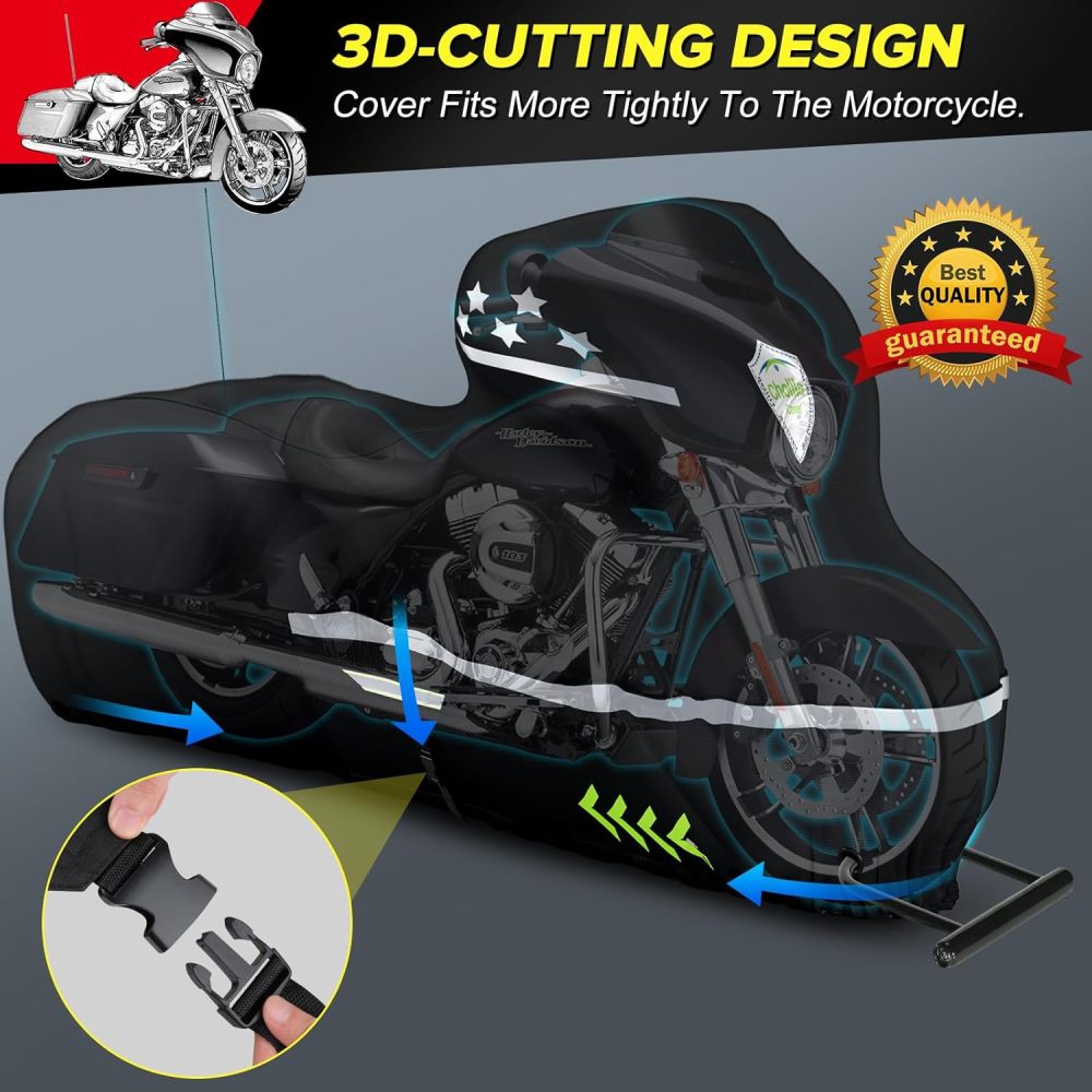 Motorcycle Cover for Touring Models - 600D Harley Davidson Motorcycle Cover Road King, Road Glide, Street Glide, Electra Glide, Heritage Classic, Low Rider-ST - Motorcycle Cover Storage