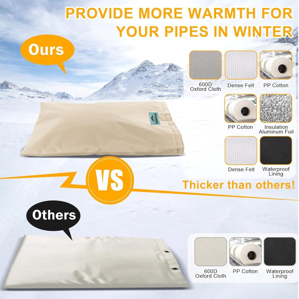 2PCS Backflow Preventer Cover Insulated (5˚F) with Thicker 7 Layers Fabric, 16" W x 20" H with Aluminum Foil Layer Backflow Cover for Winter Pipe Freeze Protection, Sprinkler Covers for Outside