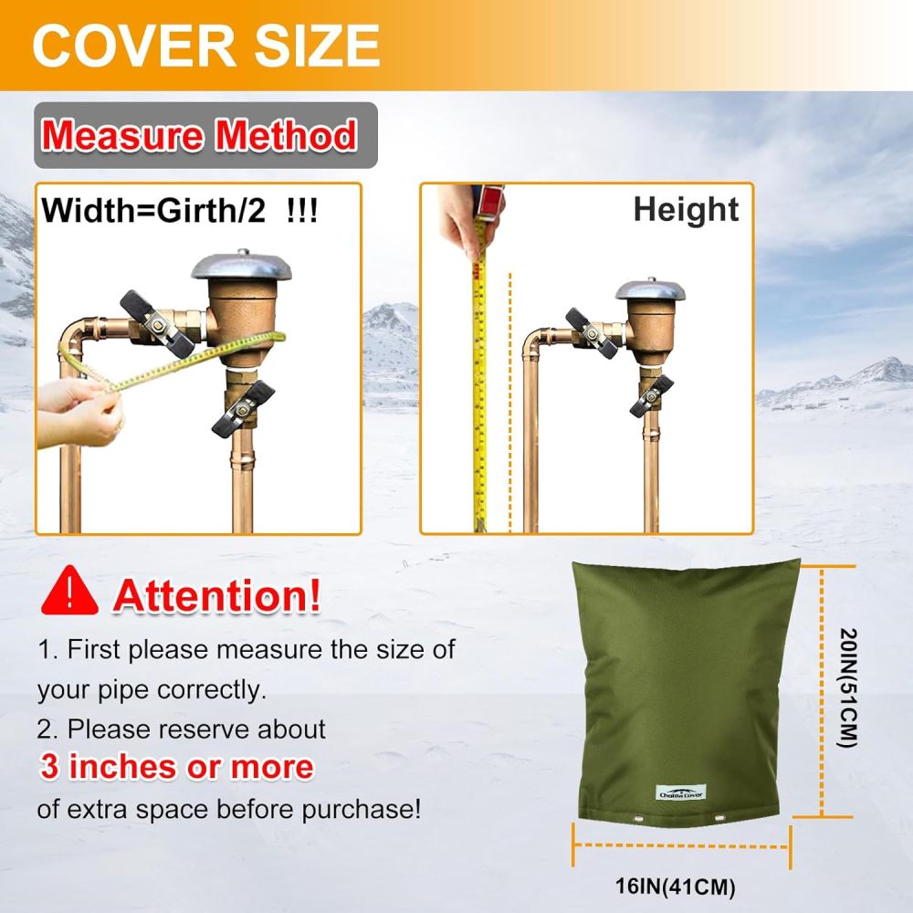 Backflow Preventer Cover Insulated (5°F) with Thicker 7 Layers Fabric, 16" W x 20" H with Aluminum Foil Layer Backflow Cover for Winter Pipe Freeze Protection, Sprinkler Covers for Outside (Green)