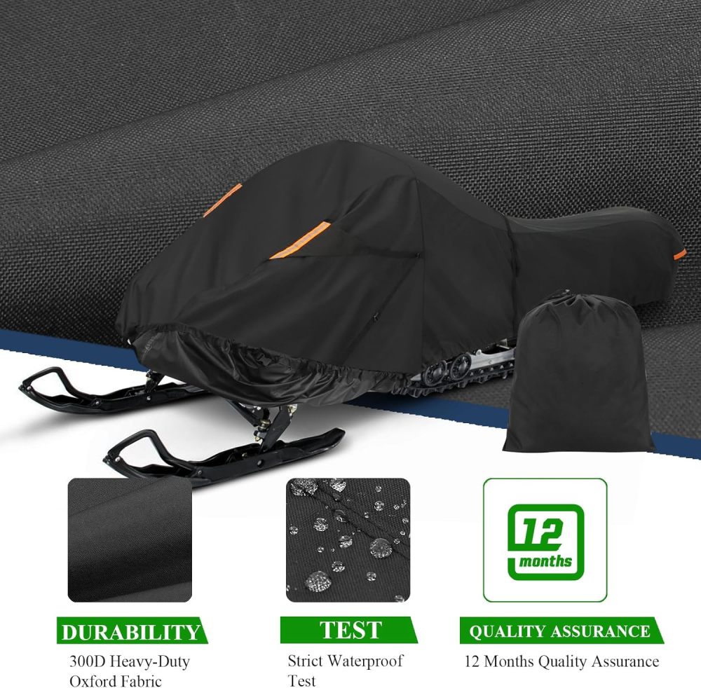 Snowmobile Cover Fit 101" - 118" L with 4 Buckle Straps for Strong Wind Resistance, Trailerable Snowmobile Cover with Tested Water Resistance, Snowmobile Storage Cover