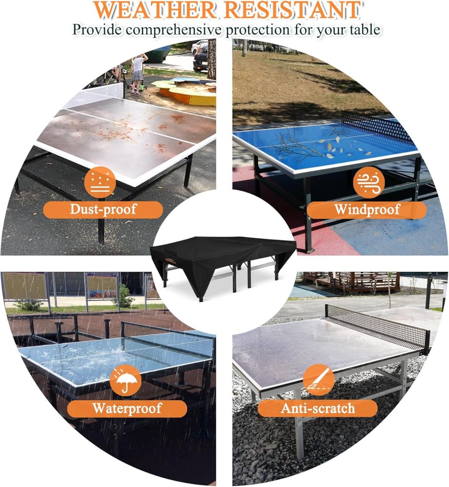 Ping Pong Table Cover, Outdoor/Indoor Premium Durability Oxford Fabric Ping Pong Table Cover, All Weather Resistant Table Tennis Cover