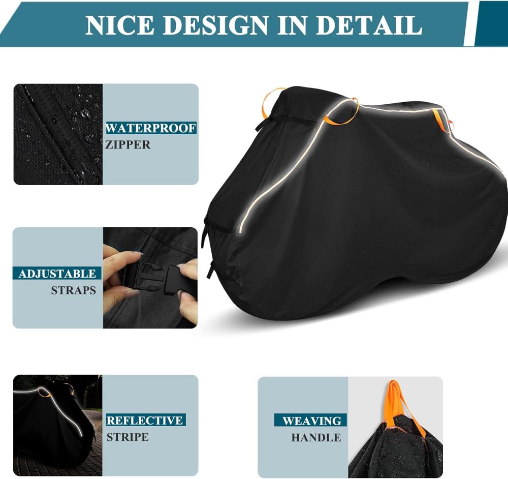 Bike Cover for Transport on Rack 2 Bikes - Upgrade 600D Waterproof Bike Rack Cover with 2 Elastic Cords - Bike Cover on Rear Bike Rack for 2 Standard Bikes - Tear Resistant Bicycle Cover