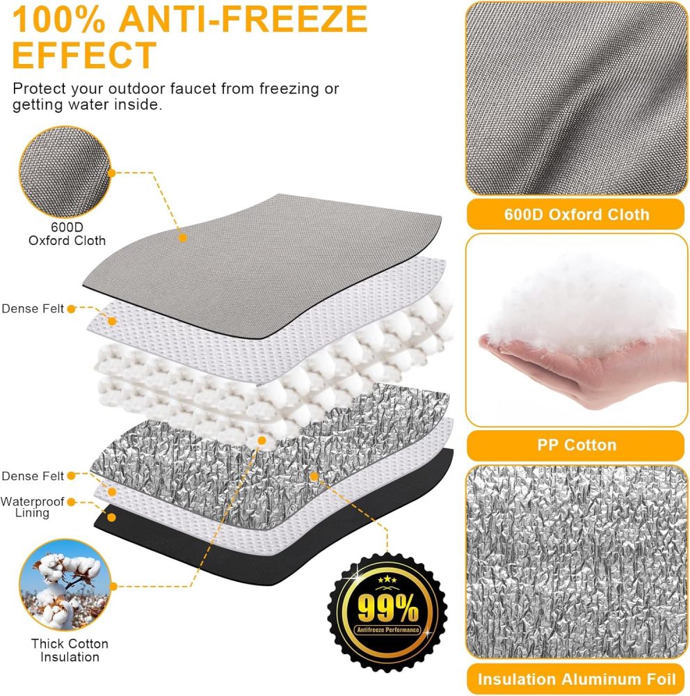 Backflow Preventer Cover Insulated Pouch - for Outside Pressure Vacuum Breaker - Sprinkler Covers for Outside with Thick Layers Fabric - Backflow Cover Grey
