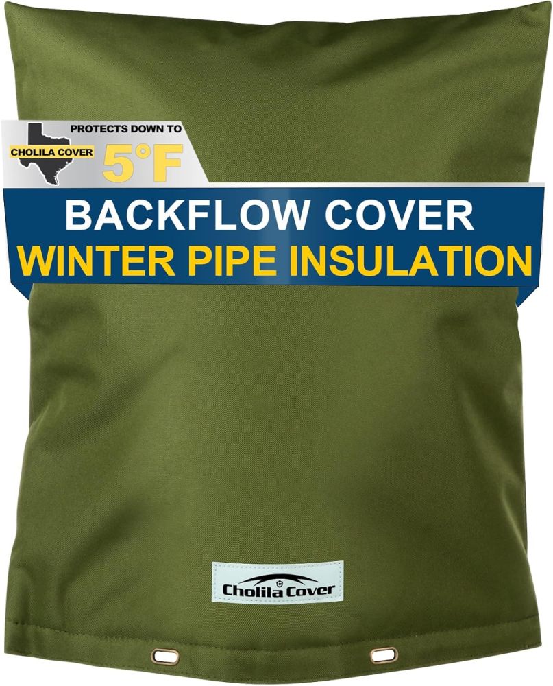 Backflow Preventer Cover Insulated (5°F) with Thicker 7 Layers Fabric, 16" W x 20" H with Aluminum Foil Layer Backflow Cover for Winter Pipe Freeze Protection, Sprinkler Covers for Outside (Green)