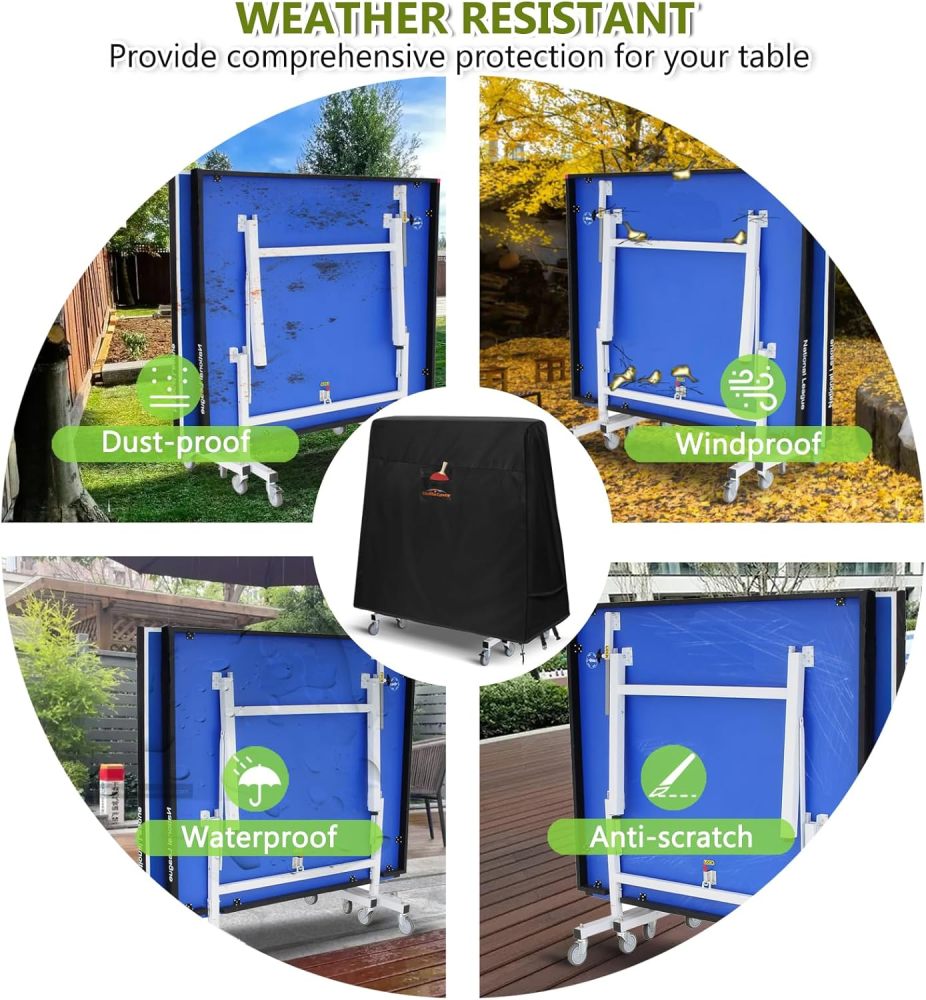 Ping Pong Table Cover, Outdoor/Indoor Premium Durability Oxford Fabric Ping Pong Table Cover, All Weather Resistant Table Tennis Cover