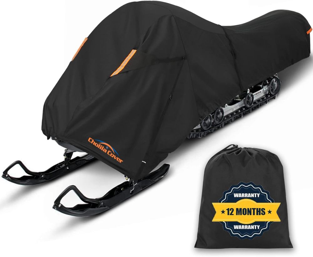 Snowmobile Cover Fit 101" - 118" L with 4 Buckle Straps for Strong Wind Resistance, Trailerable Snowmobile Cover with Tested Water Resistance, Snowmobile Storage Cover