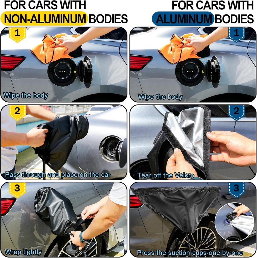 EV Charger Plug Cover, Malleable Magnetic Charger Cover with Suction Cups Electric Car Charging Port Cover, All Weather Resistant EV Charging Port Cover for Any EV Body