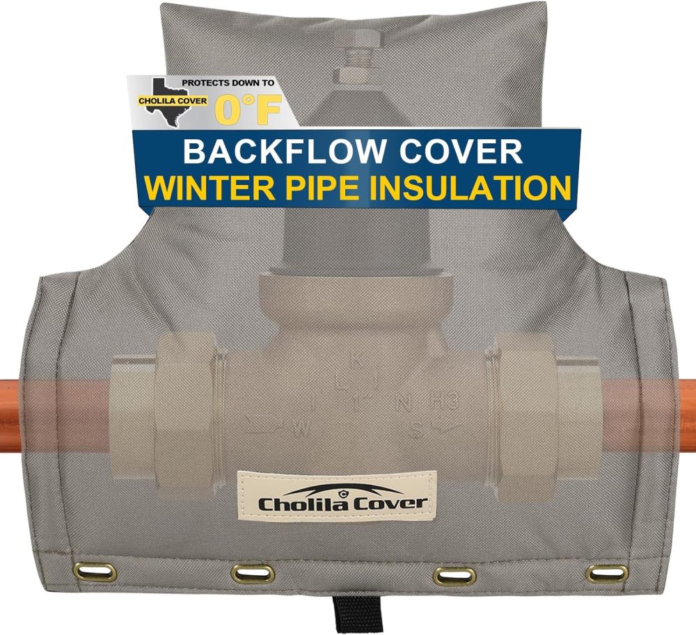 Backflow Preventer Cover Insulated Pouch - 14" W x 13" H for Outside Pressure Vacuum Breaker - Sprinkler Covers for Outside with Thick Layers Fabric - Pressure Reducing Value Cover Grey
