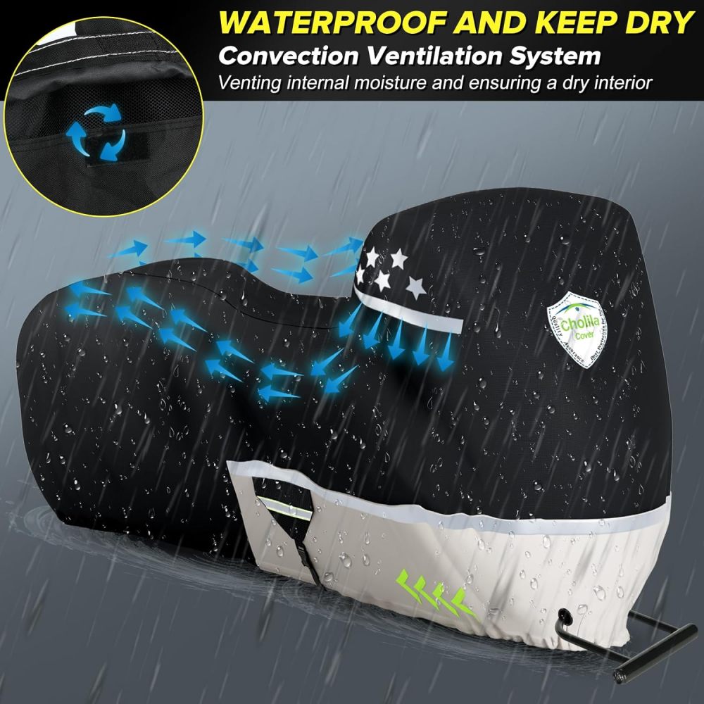 Motorcycle Cover for Touring Models - 600D Harley Davidson Motorcycle Cover Nightster, Sportster, Fat Boy - Motorcycle Cover Waterproof Outdoor Storage - Black+Gray