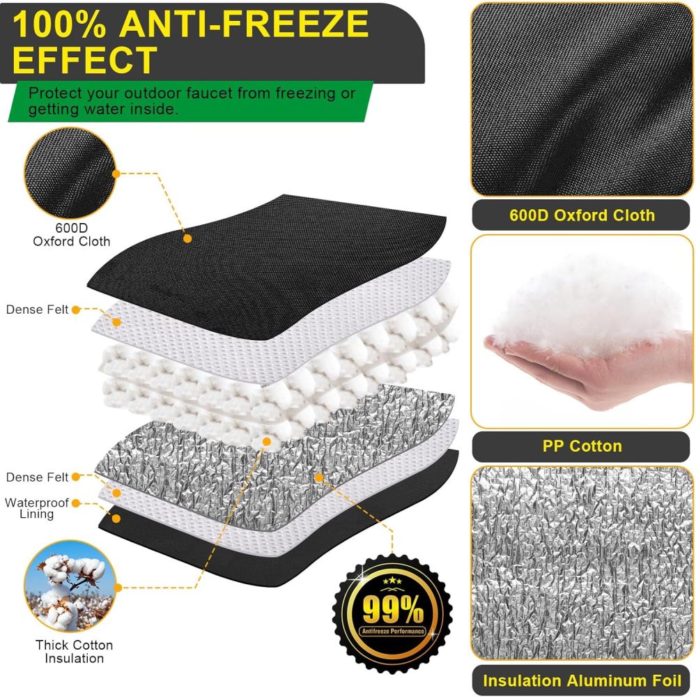 Snap 3-Way Opening Round Water Pressure Tank Cover - (5°F) Water Tank Insulated Cover - 28"Dia x 64"H Water Pressure Tank Cover for Outdoor Winter Freeze Protection Black