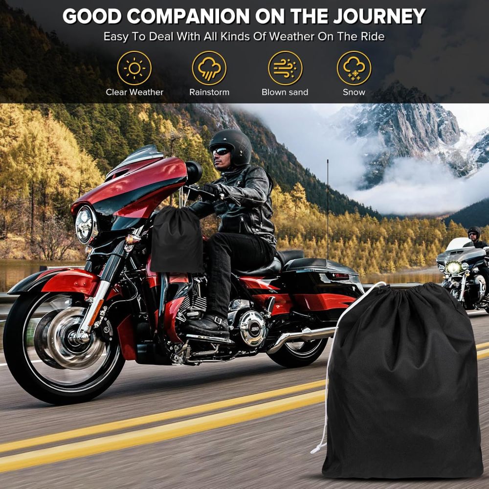 Motorcycle Cover for Touring Models - 600D Harley Davidson Motorcycle Cover Road King, Road Glide, Street Glide,Electra Glide,Heritage Classic,Low Rider-ST - Motorcycle Cover Storage
