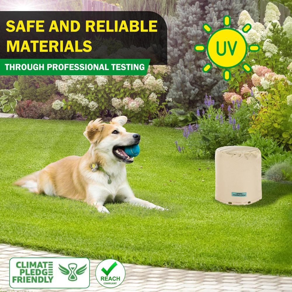 Snap Round Water Well Pump Cover - (5°F) Insulated Well Pump Cover - 8"Dia x 12"H Well Covers for Yard - Sprinkler Covers for Outside - Well Head Cover Khaki