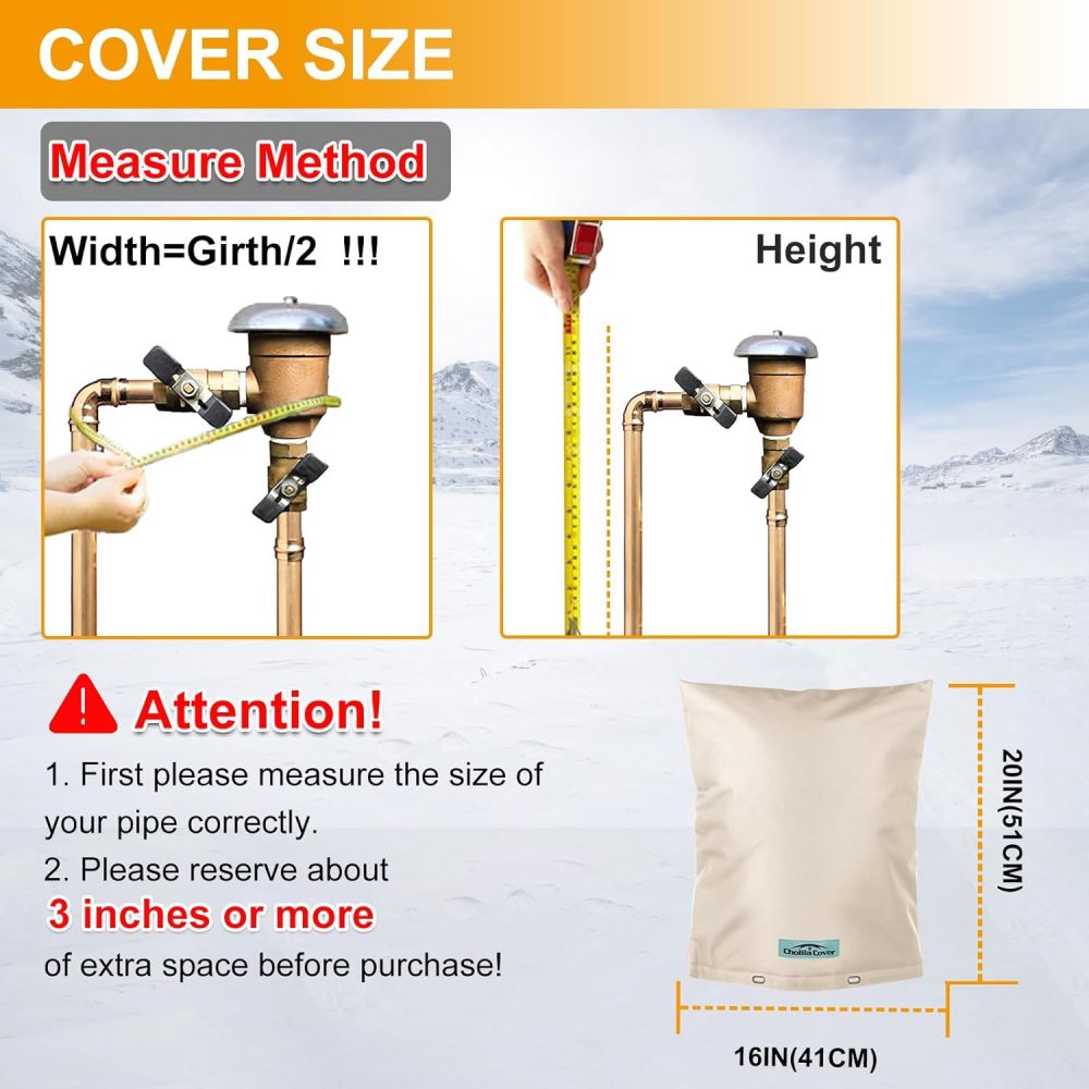 2PCS Backflow Preventer Cover Insulated (5˚F) with Thicker 7 Layers Fabric, 16" W x 20" H with Aluminum Foil Layer Backflow Cover for Winter Pipe Freeze Protection, Sprinkler Covers for Outside