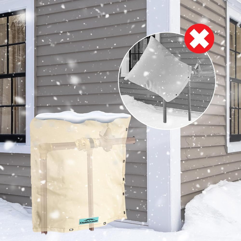Backflow Preventer Cover Insulated (5°F) - 18"W x 34"H Sprinkler Covers for Outside for 2-Way Opening Pipes - Backflow Insulation Cover with Thicker 7 Layers Fabric - Backflow Cover