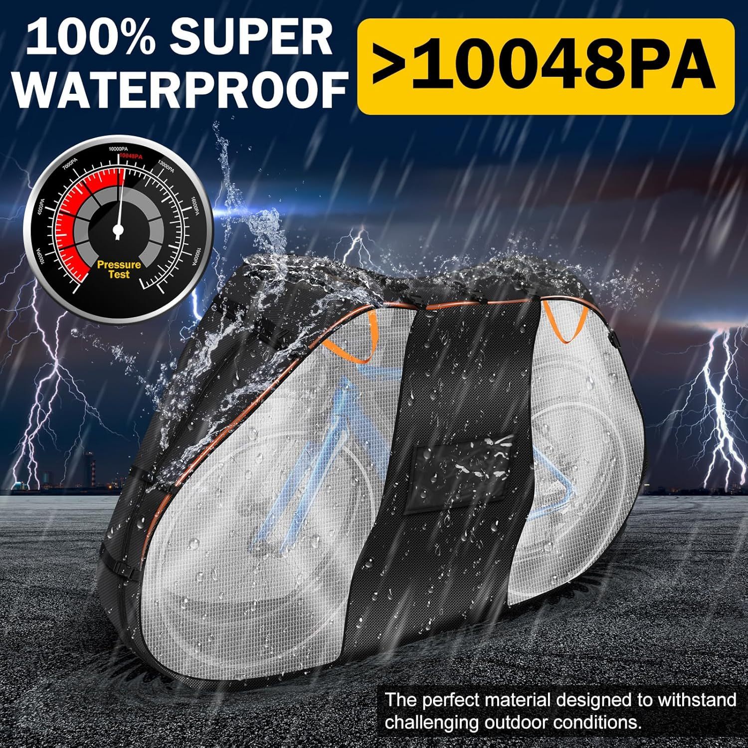 Bike Cover for Transport on Rack - Bike Covers For 2 Bikes On Rear Bike Rack - Bike Rack Cover Visible Tail lights and License Plate Window - Heavy Duty 600D Waterproof Travel Bike Cover