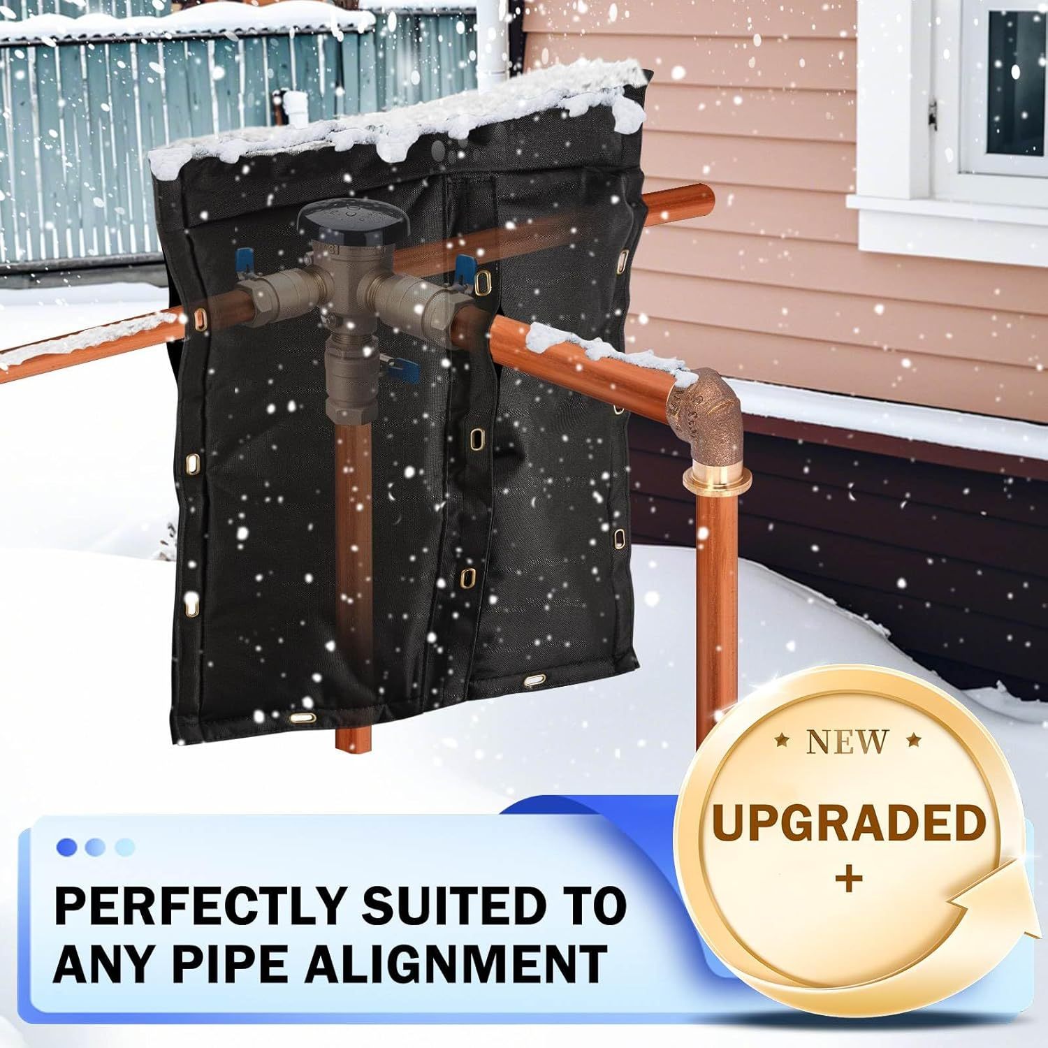 Backflow Preventer Cover Insulated (5˚F) - 17" W x 24" H Backflow Cover for Winter Pipe Freeze Protection - Sprinkler Covers for Outside with 7 Layers Fabric Pipe Insulation Cover Black