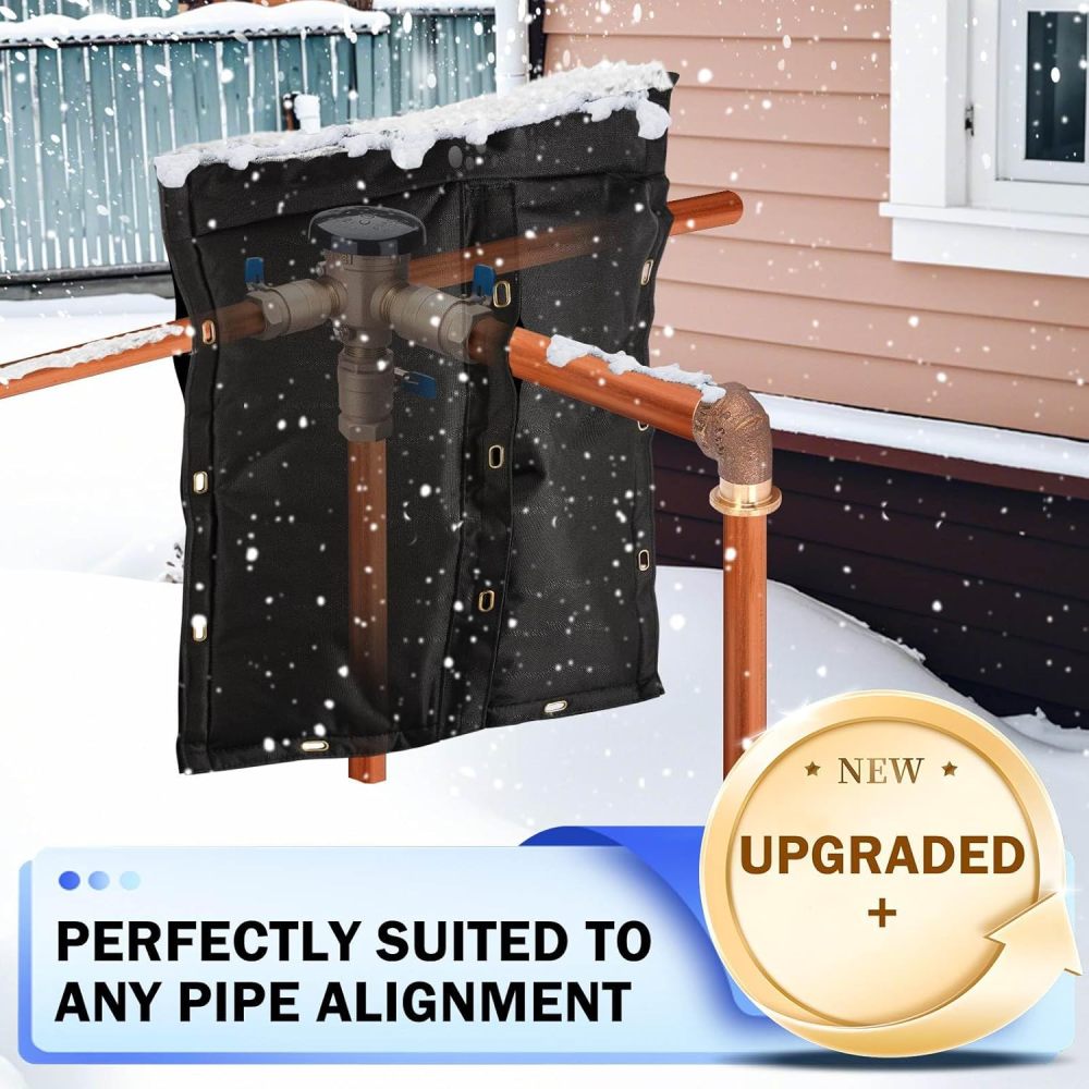 Backflow Preventer Cover Insulated (5˚F) - 17" W x 24" H Backflow Cover for Winter Pipe Freeze Protection - Sprinkler Covers for Outside with 7 Layers Fabric Pipe Insulation Cover Black