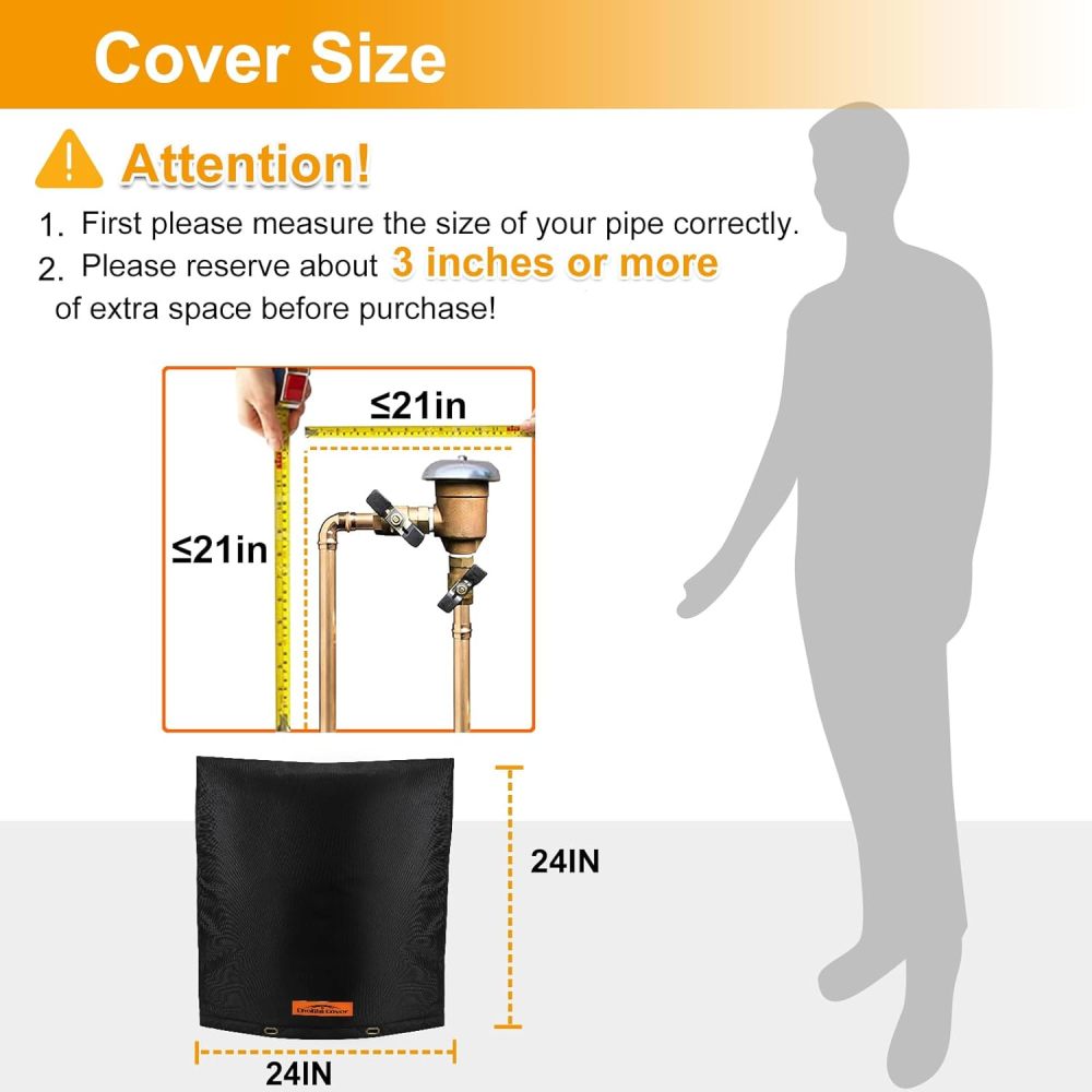 Backflow Preventer Cover Insulated with Thicker 7 Layers Fabric, 24" W x 24" H Backflow Cover with Aluminum Foil Layer for Winter Pipe Freeze Protection, Backflow Insulation Cover, by Cholila Cover