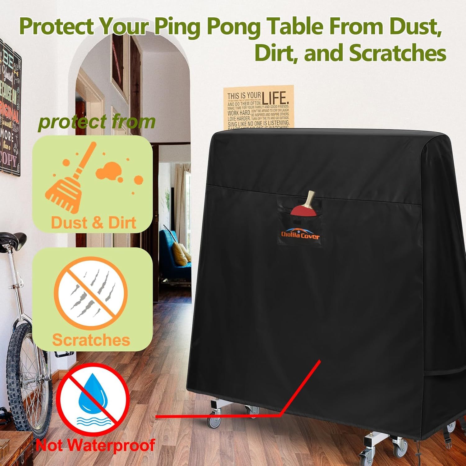 Ping Pong Table Cover, Outdoor/Indoor Premium Durability Oxford Fabric Ping Pong Table Cover, All Weather Resistant Table Tennis Cover
