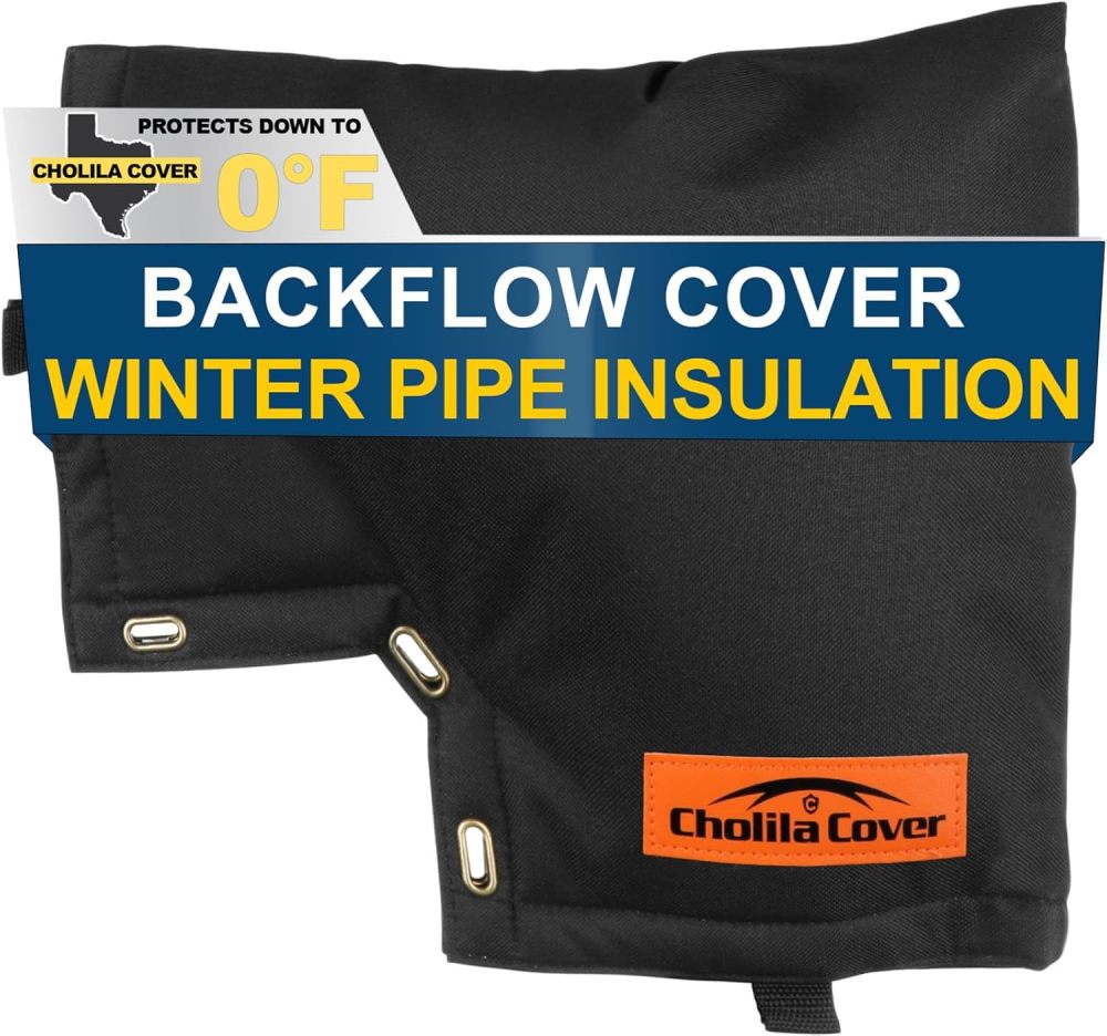 Backflow Preventer Cover Insulated Pouch - for Outside Pressure Vacuum Breaker - Sprinkler Covers for Outside with Thick Layers Fabric - Backflow Cover Black