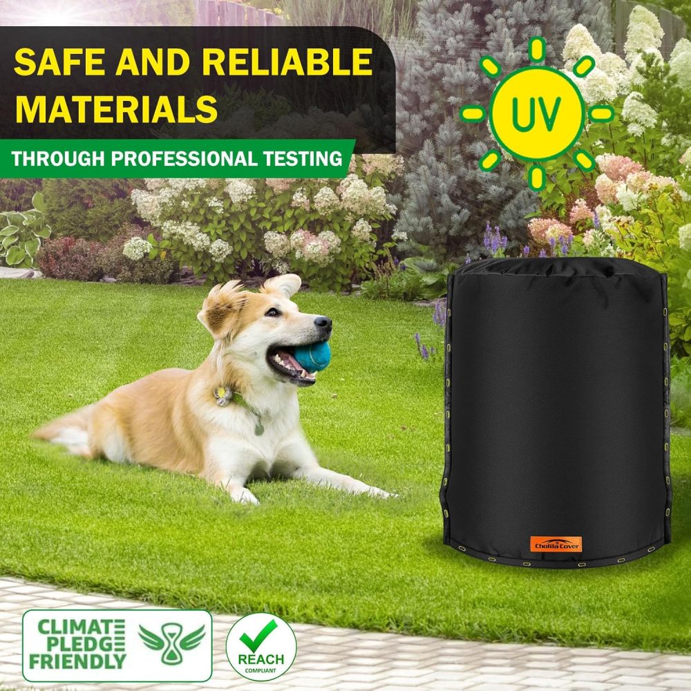 Snap 3-Way Opening Round Water Pressure Tank Cover - (5°F) Water Tank Insulated Cover - 28"Dia x 64"H Water Pressure Tank Cover for Outdoor Winter Freeze Protection Black