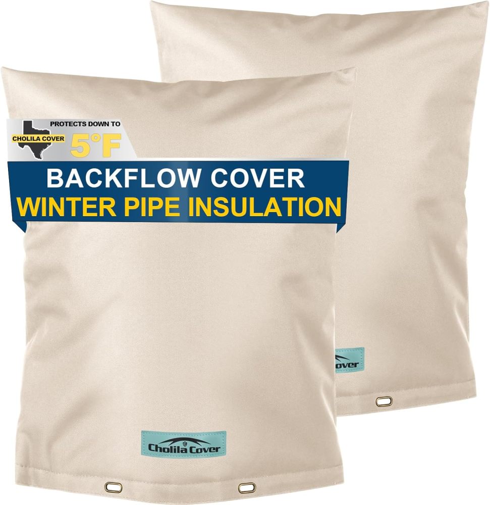 2PCS Backflow Preventer Cover Insulated (5˚F) with Thicker 7 Layers Fabric, 16" W x 20" H with Aluminum Foil Layer Backflow Cover for Winter Pipe Freeze Protection, Sprinkler Covers for Outside