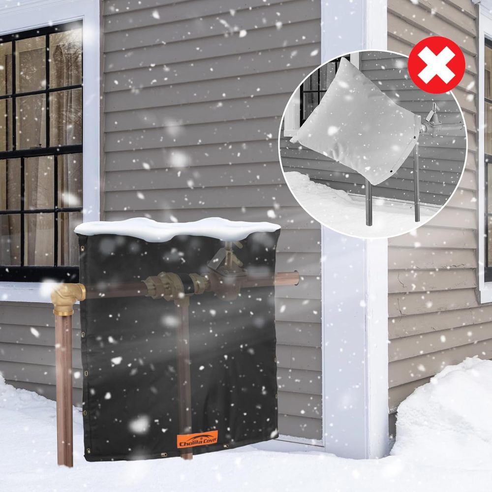 Backflow Preventer Cover Insulated (5˚F) - 18" W x 34" H Backflow Cover for in-Wall Pipes - Sprinkler Covers for Outside Pipe Traversable - Backflow Insulation Cover Black
