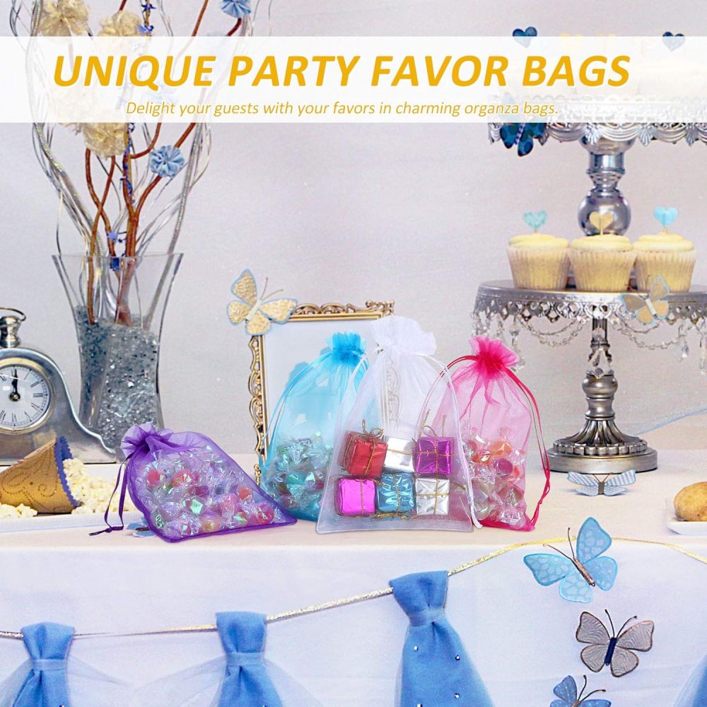 100PCS 4x6 Inches Organza Gift Drawstring Bags Pouch for Jewelry Party Wedding Favor Party Festival Bags (Hot Pink)
