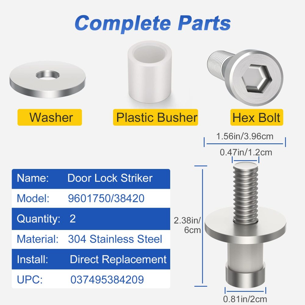 38420 Door Striker Bolt Replacement 304 SS, 2 Sets of GMC Lock Striker Compatible with Cadillac, Blazer, Buick, GMC Jimmy, Door Lock Striker Replace OEM 9601750