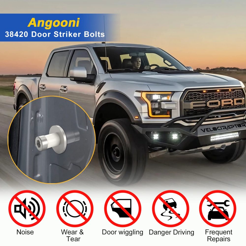 38420 Door Striker Bolt Replacement 304 SS, 2 Sets of GMC Lock Striker Compatible with Cadillac, Blazer, Buick, GMC Jimmy, Door Lock Striker Replace OEM 9601750