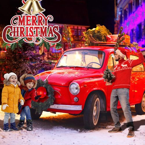 Charming Christmas Car Decoration, Festive Reindeer Car Kit, Car Reindeer Antlers & Nose, Christmas Lights for Car, Nice Gift for Families & Friends, Suitable for Jeeps, Trucks, Golf Carts...