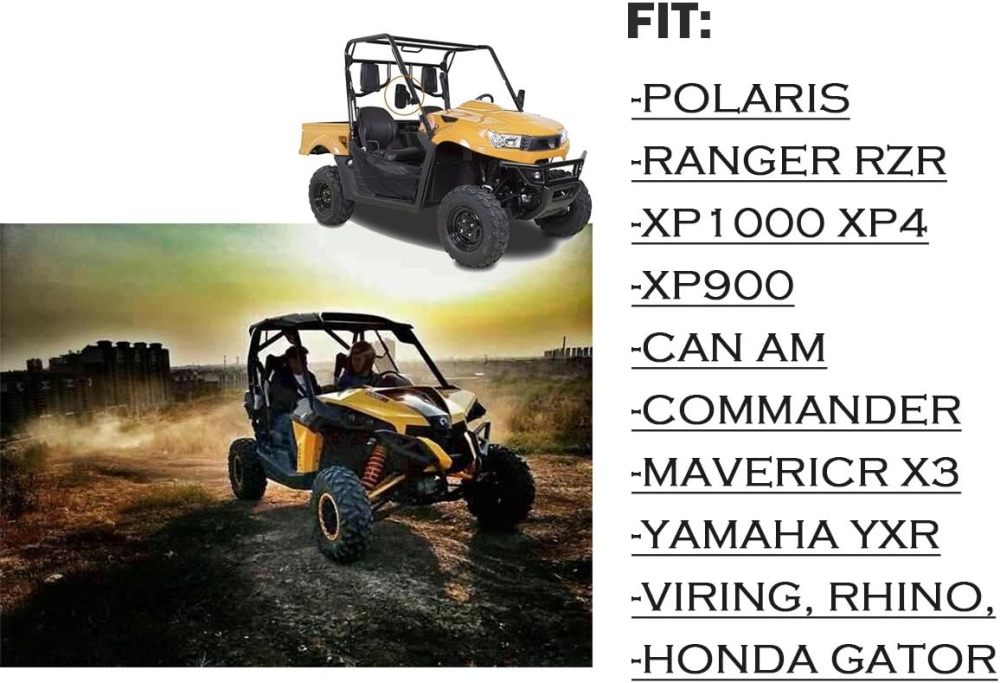 UTV Side View Mirrors for 1.75" and 2" Roll Bar Cage(2 Pack), Adjustable Wide Rear Clear View Mule Mirrors for Polaris RZR, Can-Am, Kawasaki, Kubota, Yamaha, Maver