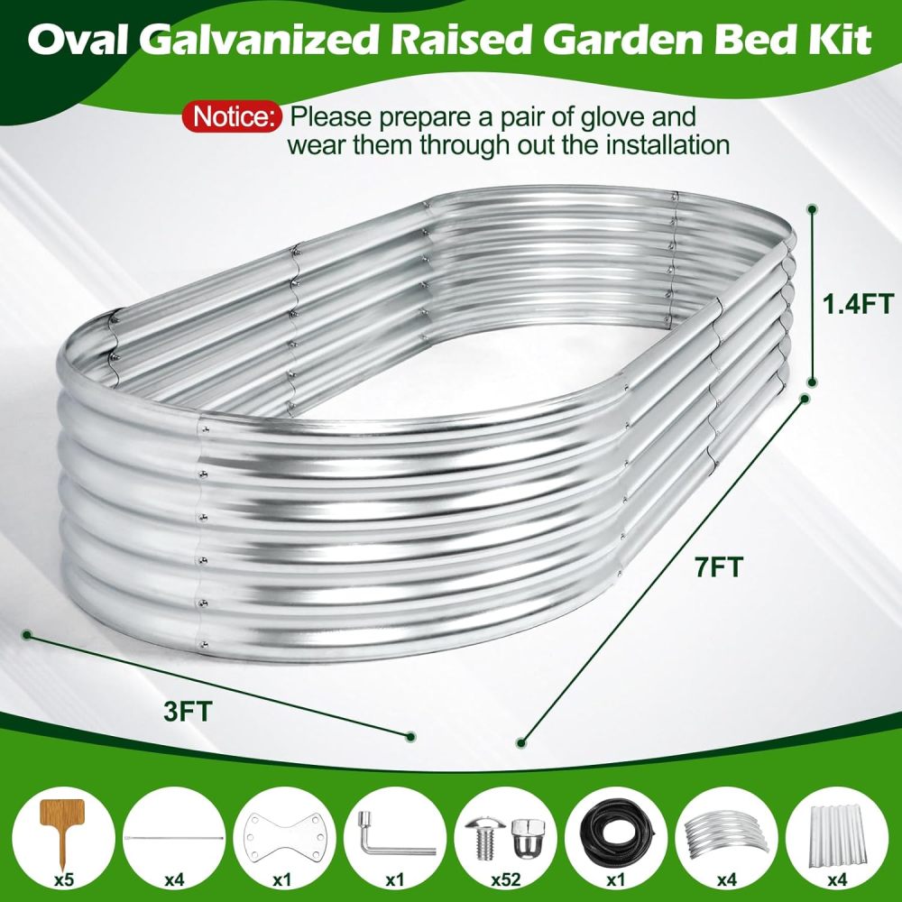 7x3x1.4ft Galvanized Raised Garden Bed, Upgraded with X-Shaped Support Rods, Large Raised Garden Beds Outdoor, Raised Bed for Planting Vegetables, Flowers, Fruits