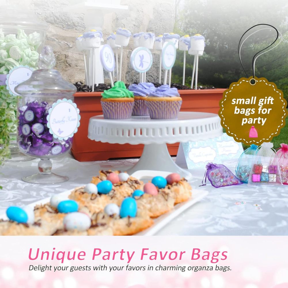 10 Colors Organza Drawstring Gift Bags for Jewelry Party Wedding Favor, 5x7 Inch Premium Mesh Tulle Bags (100 PCS)