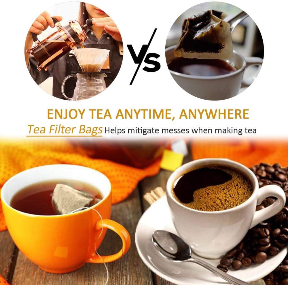 300PCS Disposable Tea Filter Bags with Drawstring | 100% Natural & Safe Loose Leaf Tea Empty Tea Bags, 1-Cup Capacity
