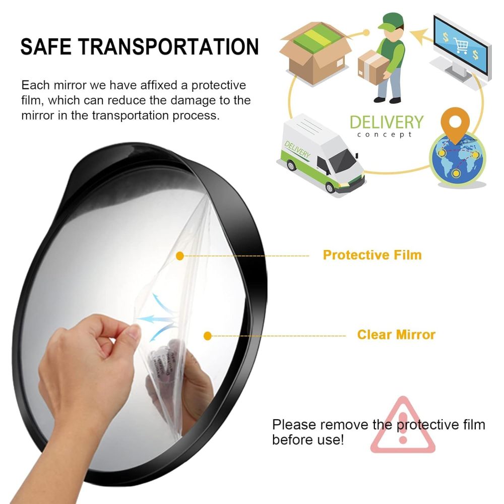 Premium 2 Pack 16" Convex Traffic Mirrors, Adjustable Security Mirror For Wide Angle View, Safety Mirrors Indoor and Outdoor, Driveway Mirror, Parking Garage Mirrors
