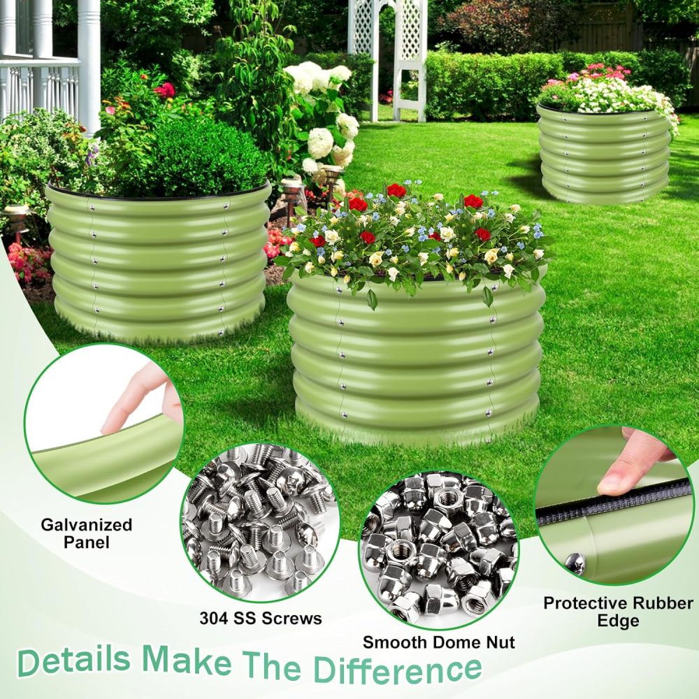 2x2x1.4ft Galvanized Raised Garden Bed, Deep Metal Garden Bed, Matcha Green Raised Garden Beds Outdoor, Raised Planter Box Kit for Vegetables, Flowers, Fruits